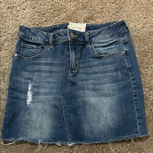 Altar'd State Distressed Blue Denim Mini Skirt